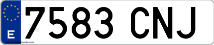 Ejemplo de matrícula de coche ordinaria 7583 CNJ