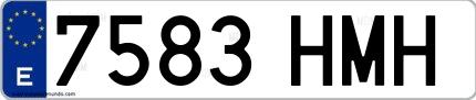 Ejemplo de matrícula española 7583 HMH