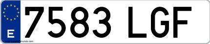 Ejemplo de matrícula de coche ordinaria 7583 LGF