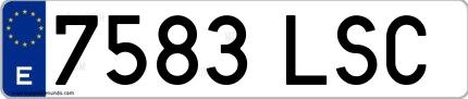 Ejemplo de matrícula española 7583 LSC
