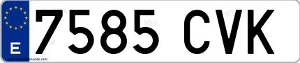 Ejemplo de matrícula española 7585 CVK