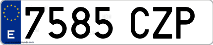 Ejemplo de matrícula de coche ordinaria 7585 CZP