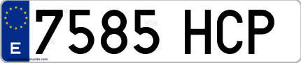 Ejemplo de matrícula de coche ordinaria 7585 HCP