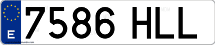 Ejemplo de matrícula de coche ordinaria 7586 HLL