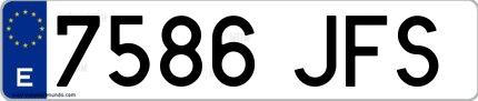 Ejemplo de matrícula de coche ordinaria 7586 JFS