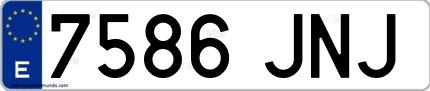 Ejemplo de matrícula española 7586 JNJ