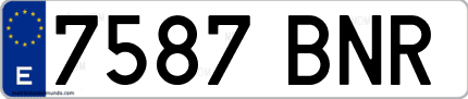 Ejemplo de matrícula de coche ordinaria 7587 BNR