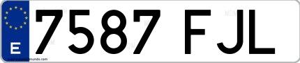 Ejemplo de matrícula española 7587 FJL