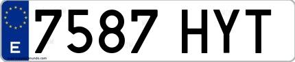 Ejemplo de matrícula española 7587 HYT