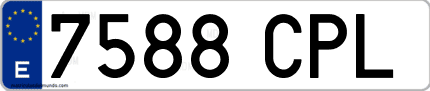 Ejemplo de matrícula de coche ordinaria 7588 CPL