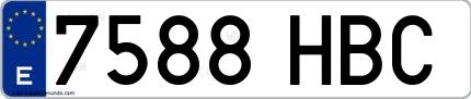 Ejemplo de matrícula española 7588 HBC