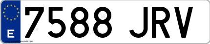 Ejemplo de matrícula española 7588 JRV