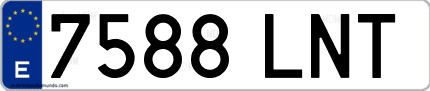 Ejemplo de matrícula de coche ordinaria 7588 LNT