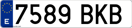 Ejemplo de matrícula de coche ordinaria 7589 BKB