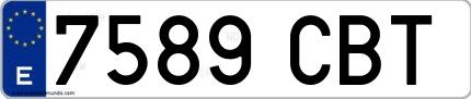 Ejemplo de matrícula española 7589 CBT
