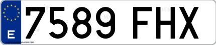 Ejemplo de matrícula española 7589 FHX