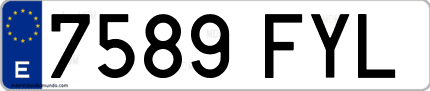 Ejemplo de matrícula de coche ordinaria 7589 FYL