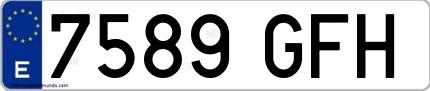 Ejemplo de matrícula española 7589 GFH