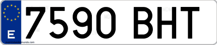 Ejemplo de matrícula de coche ordinaria 7590 BHT