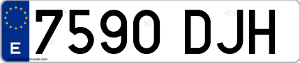Ejemplo de matrícula de coche ordinaria 7590 DJH