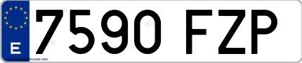 Ejemplo de matrícula española 7590 FZP