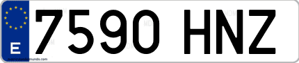 Ejemplo de matrícula de coche ordinaria 7590 HNZ