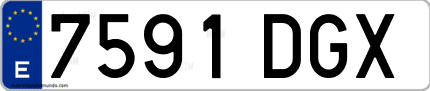 Ejemplo de matrícula de coche ordinaria 7591 DGX