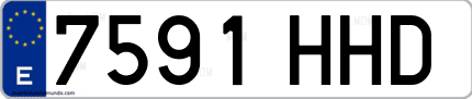 Ejemplo de matrícula de coche ordinaria 7591 HHD