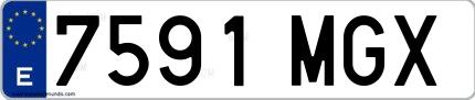 Ejemplo de matrícula española 7591 MGX