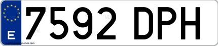 Ejemplo de matrícula española 7592 DPH