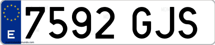 Ejemplo de matrícula de coche ordinaria 7592 GJS