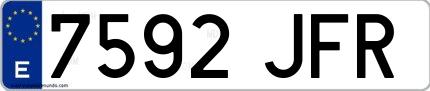 Ejemplo de matrícula española 7592 JFR