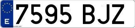 Ejemplo de matrícula española 7595 BJZ