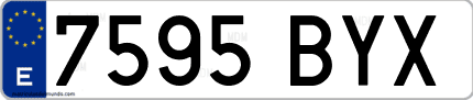 Ejemplo de matrícula de coche ordinaria 7595 BYX