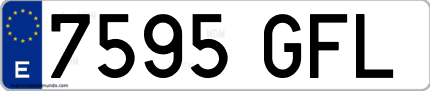 Ejemplo de matrícula de coche ordinaria 7595 GFL