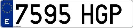 Ejemplo de matrícula española 7595 HGP