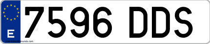 Ejemplo de matrícula de coche ordinaria 7596 DDS