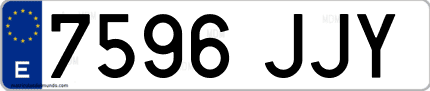 Ejemplo de matrícula de coche ordinaria 7596 JJY