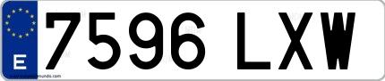 Ejemplo de matrícula española 7596 LXW