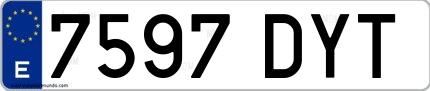 Ejemplo de matrícula española 7597 DYT