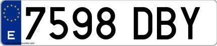 Ejemplo de matrícula española 7598 DBY