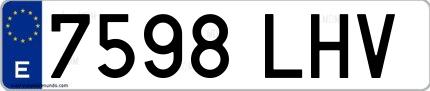 Ejemplo de matrícula española 7598 LHV