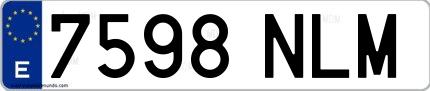 Ejemplo de matrícula española 7598 NLM