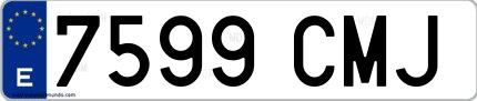 Ejemplo de matrícula española 7599 CMJ