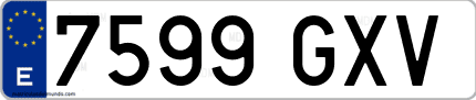 Ejemplo de matrícula de coche ordinaria 7599 GXV