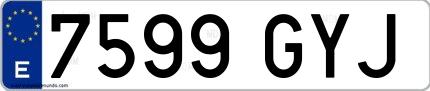 Ejemplo de matrícula española 7599 GYJ