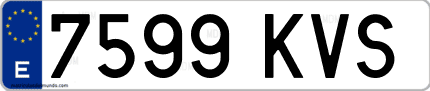 Ejemplo de matrícula de coche ordinaria 7599 KVS