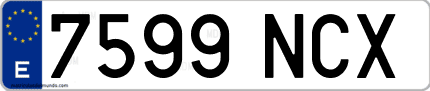 Ejemplo de matrícula de coche ordinaria 7599 NCX
