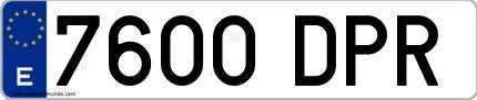 Ejemplo de matrícula española 7600 DPR