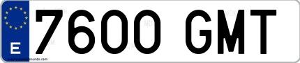 Ejemplo de matrícula española 7600 GMT